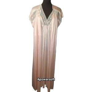 Peach Satin Nightgown + Robe Set